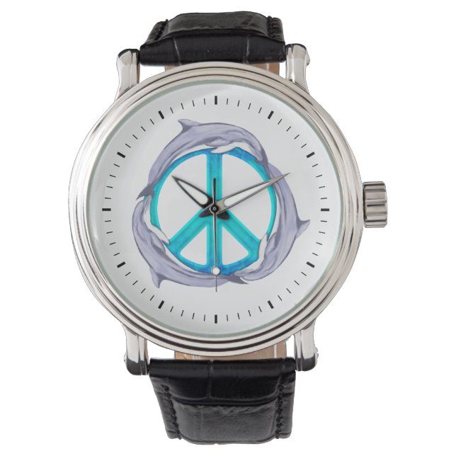 Delphin-Frieden Armbanduhr (Vorderseite)