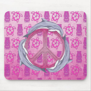 Delphin-Friedensrosa Mousepad