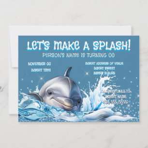 Delphin-Geburtstagseinladung Ozean-Splash-Party Einladung