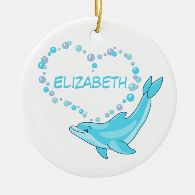 Delphin-Herz personalisiert Keramikornament (Vorne)