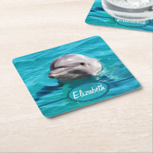Delphin im blaues Wasser-Foto Rechteckiger Pappuntersetzer