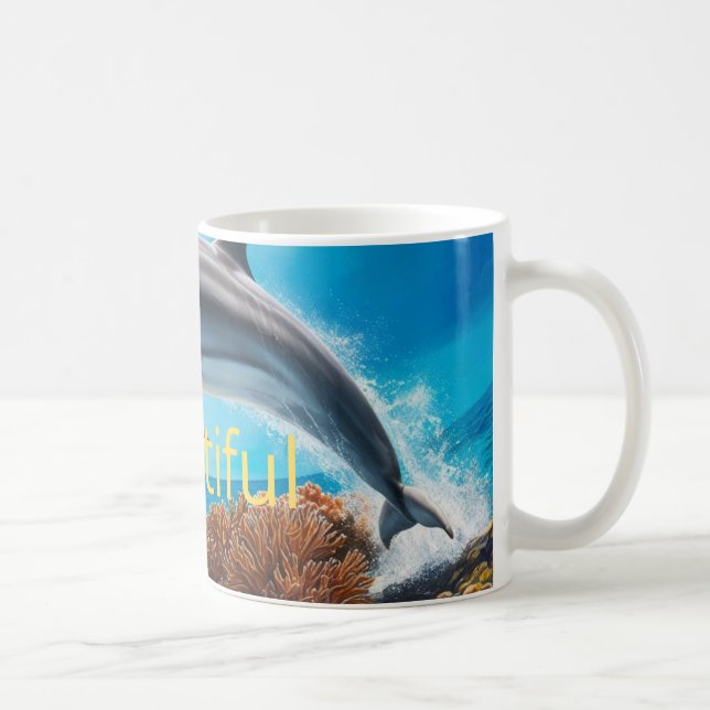 Delphin im Meer Kaffeetasse (Rechts)