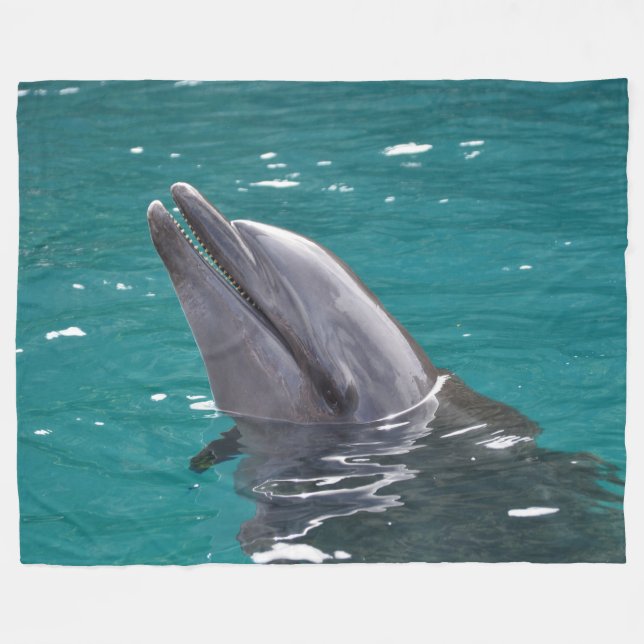 Delphin in Grün Fleecedecke (Vorderseite (Horizontal))