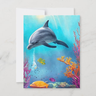 Delphin in Wasserfarbe Feiertagskarte