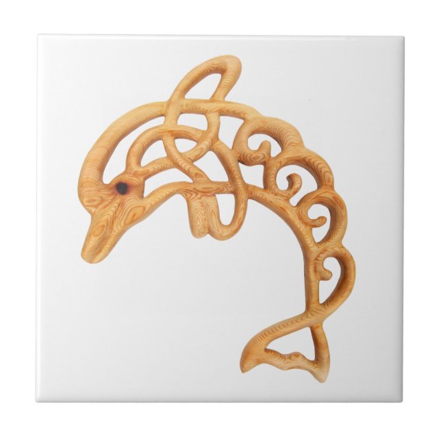 Delphin-Kunst springen, keltisches Knoten-Holz Fliese (Vorderseite)