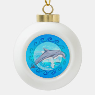 Delphin Maori- Sun Keramik Kugel-Ornament