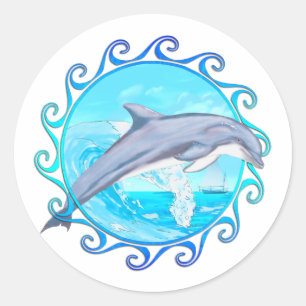 Delphin Maori- Sun Runder Aufkleber