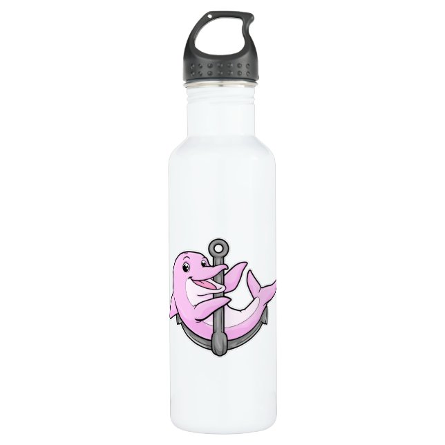 Delphin mit Anchor Edelstahlflasche (Vorderseite)