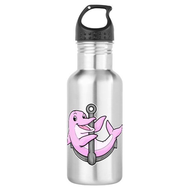 Delphin mit Anchor Edelstahlflasche (Vorderseite)