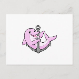 Delphin mit Anker Postkarte