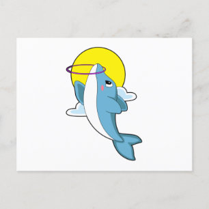 Delphin mit Fitnessreifen Postkarte