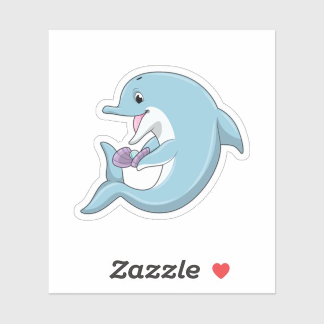 Delphin mit Perle Aufkleber (Blatt)