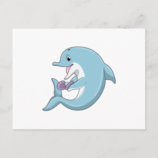 Delphin mit Perle Postkarte (Vorderseite)
