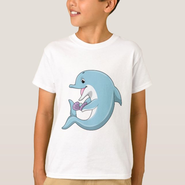 Delphin mit Perle T-Shirt (Vorderseite)