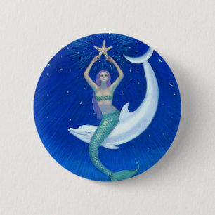 Delphin-Mond-Meerjungfrau Button