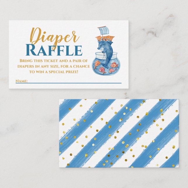 Delphin Sea Adventure Diaper Raffle Ticket Begleitkarte (Vorne/Hinten)