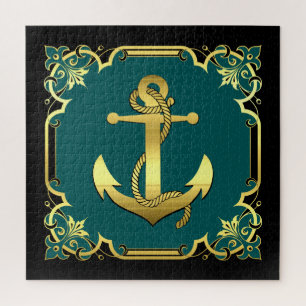 Delphin-Silhouette/Gold/Schwarz/Aqua