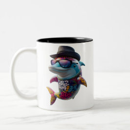 Delphin-Tasse. Zweifarbige Tasse