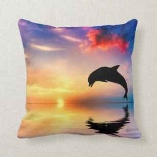 Delphin-Tauchen am Sonnenuntergang-Wurf Kissen
