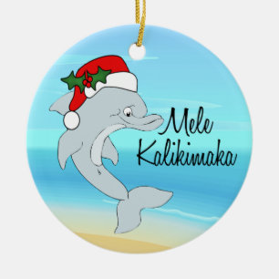 Delphin-tropische hawaiische Weihnachtsverzierung Keramik Ornament