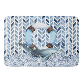 Delphin und Lifebuoon auf maritimer Ebene Badematte