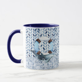 Delphin und Lifebuoon auf maritimer Ebene Tasse