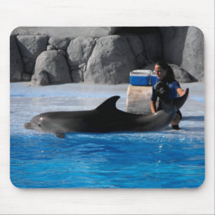 Delphin und Trainer in Spanien Mousepad
