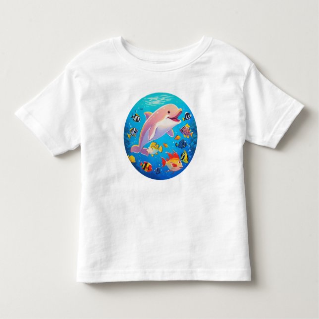 Delphin und Tropischer Fisch unter Wasser Kleinkind T-shirt (Vorderseite)