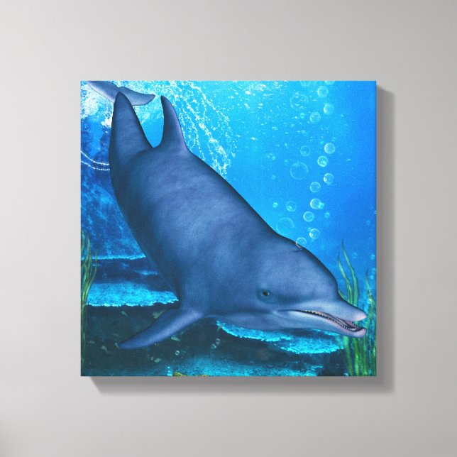 Delphin Unterwasser Leinwanddruck (Vorderseite)