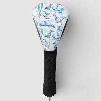 Delphin, wasserfarbig, nahtloses Muster, Delphin Golf Headcover