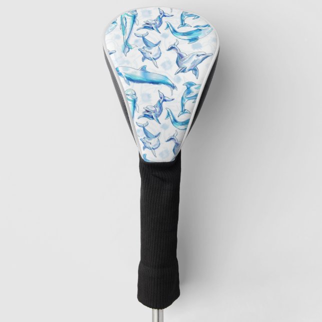 Delphin, wasserfarbig, nahtloses Muster, Delphin Golf Headcover (Vorderseite)