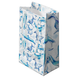 Delphin, wasserfarbig, nahtloses Muster, Delphin Kleine Geschenktüte