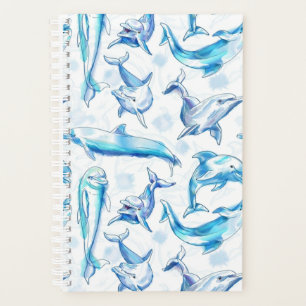 Delphin, wasserfarbig, nahtloses Muster, Delphin Planer
