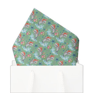 Delphin Weihnachts Seidenpapier in Grün