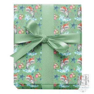 Delphin-Weihnachtspapier in Grün Geschenkpapier