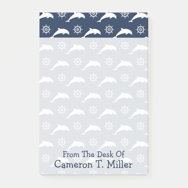 Delphine auf Parade-Muster | addieren Ihren Namen Post-it Klebezettel (Vorderseite)