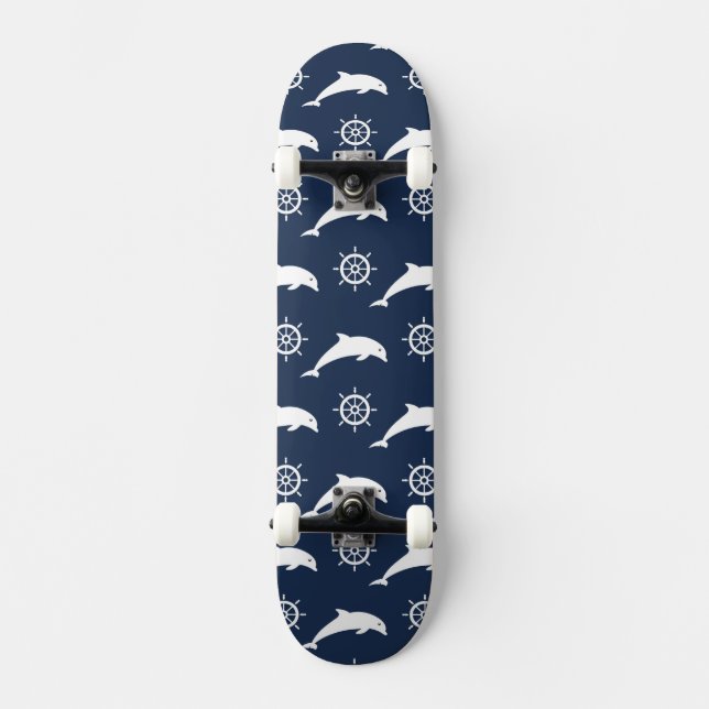 Delphine auf Parade-Muster Skateboard (Vorderseite)