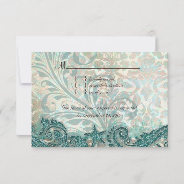 Delphine der Beach UAWG Wedding Reply Card RSVP Karte (Vorderseite)