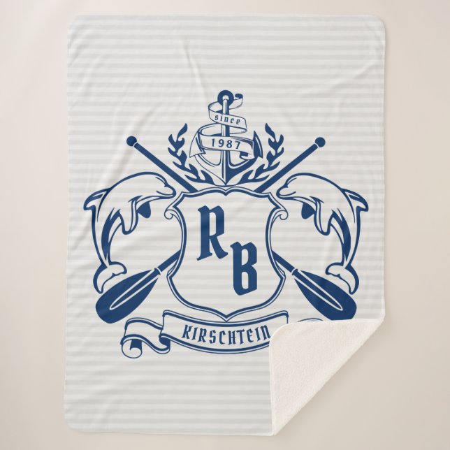 Delphine des nautischen Wappen Eichenschild Sherpadecke (Vorderseite)