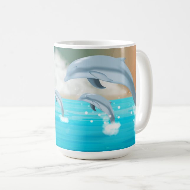 Delphine, die im Ozean brechen Kaffeetasse (VorderseiteRechts)