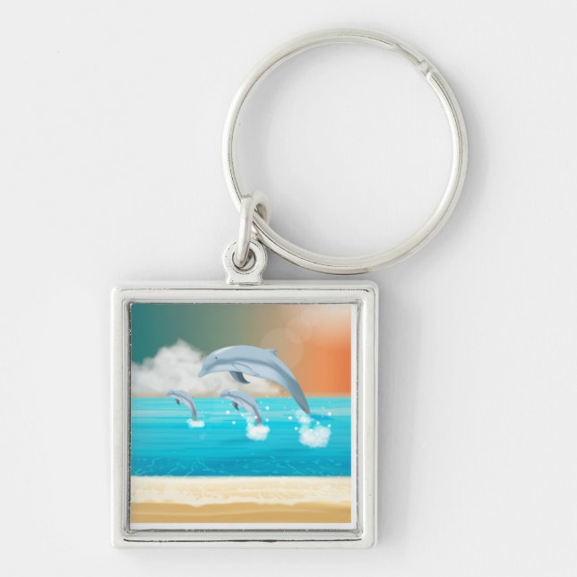Delphine, die im Ozean brechen Schlüsselanhänger (Vorne)