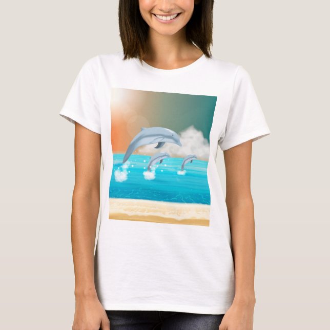Delphine, die im Ozean brechen T-Shirt (Vorderseite)