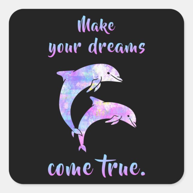 Delphine Dolphin Animal Sea Water Funny Gift Quadratischer Aufkleber (Vorderseite)