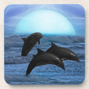 Delphine durch Mondschein Untersetzer