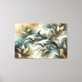 Delphine Golden Botanical Dreamscape Leinwanddruck