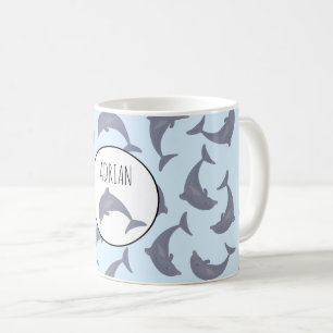Delphine im Meeresmuster Kaffeetasse