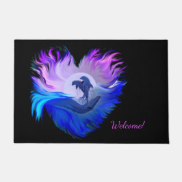 Delphine im Mondschein , Herz Fußmatte