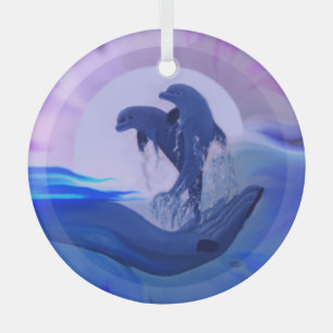 Delphine im Mondschein Ornament Aus Glas