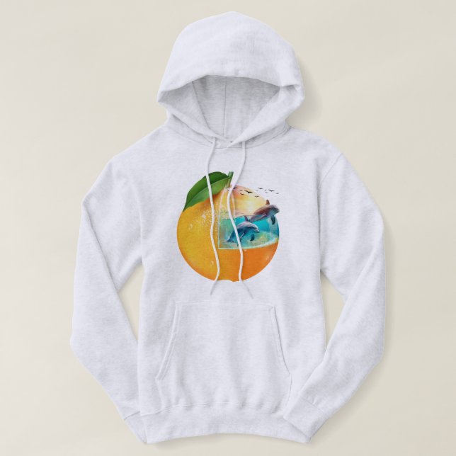 Delphine in einem einzigartigen Aquarium Hoodie (Design vorne)