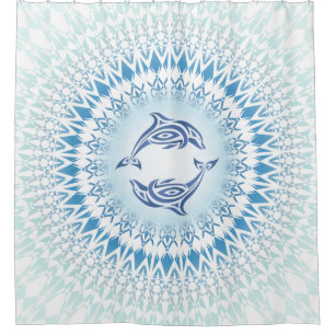 Delphine Mandala Blue White Nautical Duschvorhang